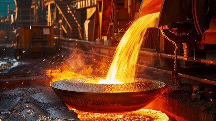 Molten Metal Pouring in Industrial Foundry