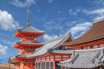 Fototapeta premium The most beautiful viewpoint of Kiyomizu-dera is a popular tourist destination in Kyoto, Japan.
