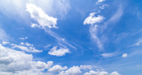 clear blue sky background,clouds with background, Blue sky background with tiny clouds. White fluffy clouds in the blue sky. 