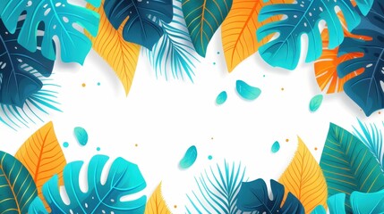 Fototapeta premium A minimalist leafy graphic design, perfect for modern aesthetics, featuring bright greens on a crisp white backdrop.