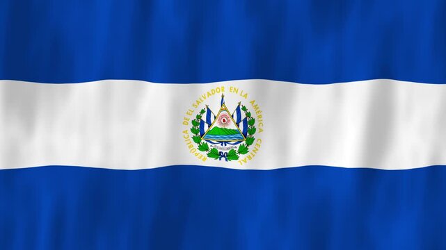 El Salvador flag country animation 3D symbol design waving in wind movement national patriotism world culture emblem banner Central America white blue