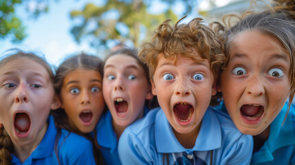 Fototapeta premium 8_Back_to_school_excitement._Group_of_primary