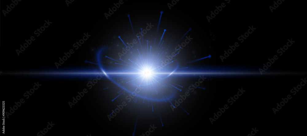 Aufkleber light effect. abstract blue flash of light and laser beams with glitter. isolated on transparent bac