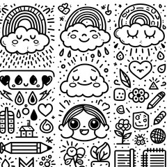 Fototapeta premium hand drawn vector set of icons
