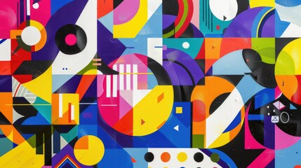 Obraz premium Vibrant geometric shapes overlapping in dynamic patterns