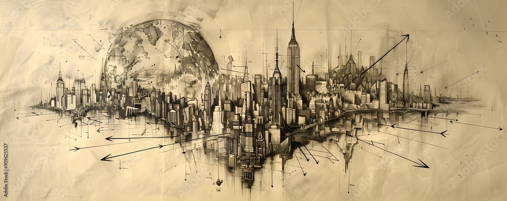 Wall mural travel concept illustration