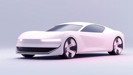 3D Render Illustration of a Sleek, Car with Smooth Lines on a Pastel Grey Background, Concept of Modern Technology and Elegance. Generative AI