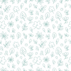 cute vector seamless pattern with leaves and berries