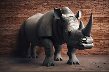 Fototapeta premium destroy wall rendering 3d brick image rhino rhinodestroysmashbrickwallpowercrashsplashwaterstrongsuccessabstractconceptwildopendemolition smash power crash splash water strong success abstract