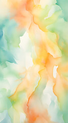 Artistic orange and green watercolor paint abstract graphic poster background