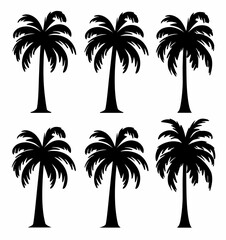 Fototapeta premium Stylized silhouette of six palm trees on a white background.