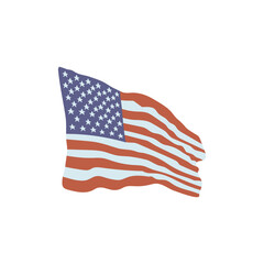 Fototapeta premium American flag blowing in the wind vector icon, United States of America country national symbol design, USA flag waving