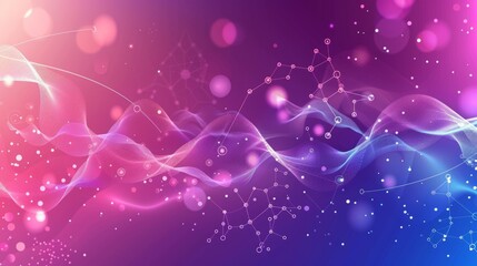 Modern abstract molecules structure vector illustration for science and medical background, featuring dna helix visualization and molecular wave flow design in a dynamic and futuristic composition


