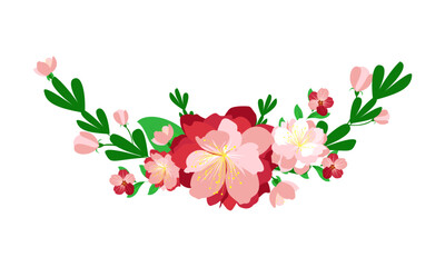 Corner frame flowers isolated illustration on a white background