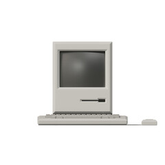 Retro desktop computer, classic gadget, 3d rendered, not AI generated