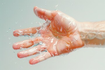 Fototapeta premium A close-up of a hand reaching through clear water, capturing the essence of fluidity and motion in a serene environment.