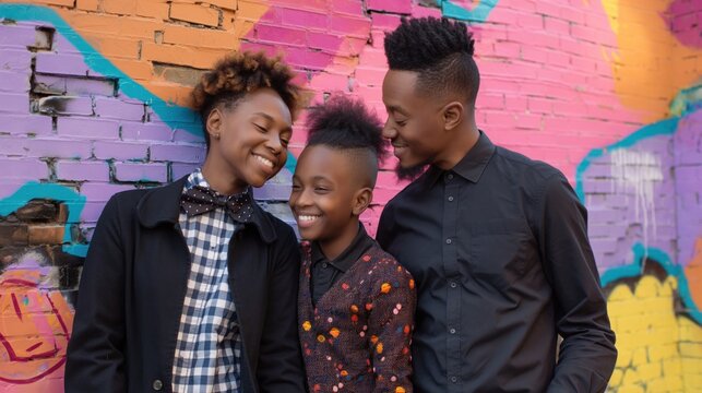 LGBTQ+ family attending a community event, showcasing the acceptance and support for diverse family structures