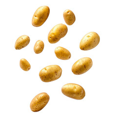 Fototapeta premium A bunch of potatoes are flying through the air