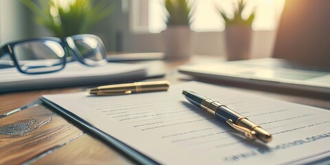 Fototapeta premium pen and paper for contracts and writing concepts