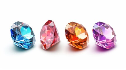 Fototapeta premium Stunning June birthstone, Alexandrite, handdrawn in colored pencils. A realistic depiction of beautiful faceted gems.