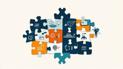Naklejka premium illustration puzzle with business icons
