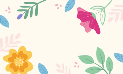 Hand drawn spring background, Flat design abstract floral background