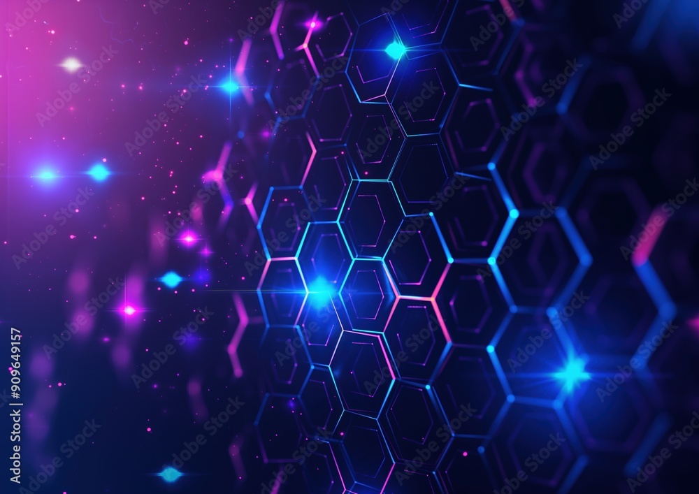 Poster a colorful background with a pattern of hexagons and stars