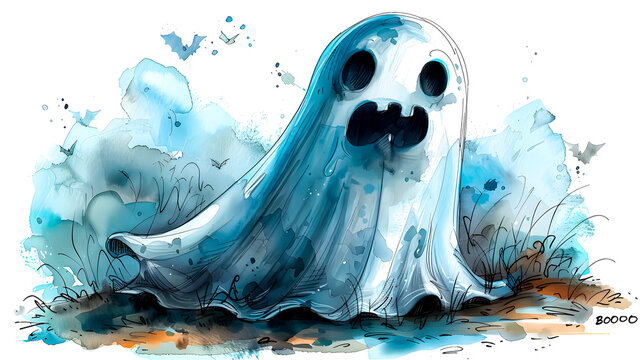 A small ghost saying booo