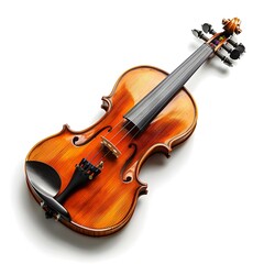 Fototapeta premium Elegant Classic Violin with Rich Wood Finish on Pristine White Background