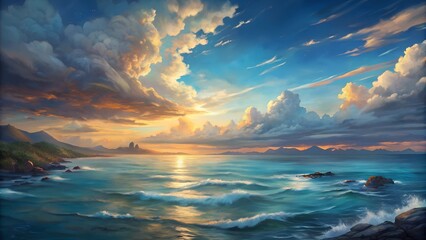 Fototapeta premium Beautiful Sea and Sky Landscape. Perfect for: Summer, Beach Holidays, Travel Promotions