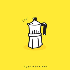 Cute doodle Classic Coffee Maker Moka Pot Hand drawing