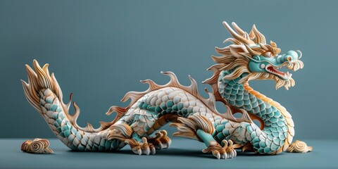 Obraz premium Chinese dragon sculpture and accessories Symbolizing prosperity and opulence