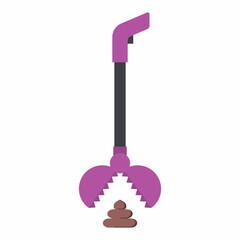 Dog pooper scooper with long handle vector cartoon illustration isolated on a white background.