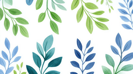 Wide angle of a gradient background for World Mental Health Day with a calming green to blue gradient and light floral patterns 