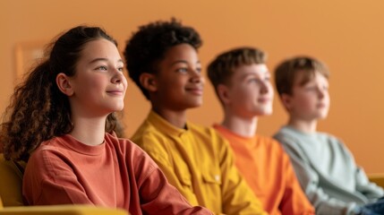 Fototapeta premium diverse group of children students pupils school classroom attentive learning education