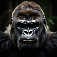 Obraz premium the AI Image Generator, Portrait of a gorilla. Studio shot on a dark background