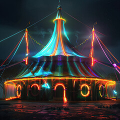 Obraz premium Grand Futuristic Neon Style Circus Tent