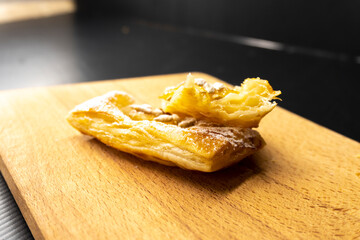 pastry made from puff pastry with apples and seeds. Dessert. food concept