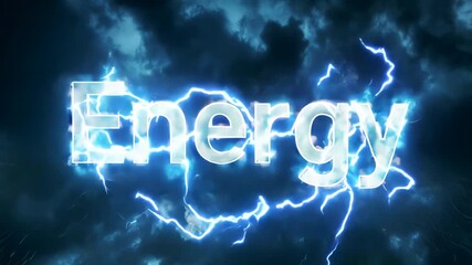 Energy text with electric lightning effects, power concept animation - Powered by Adobe