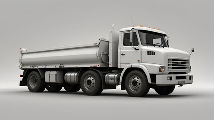 White food truck Side view isolated white background. AI generated image	