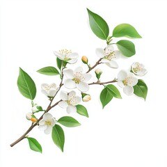 Obraz premium Delicate Orange Blossom Branch on White Background for Food or Cosmetic Design Generative AI