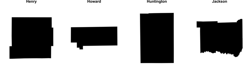 Henry, Howard, Huntington, Jackson outline maps