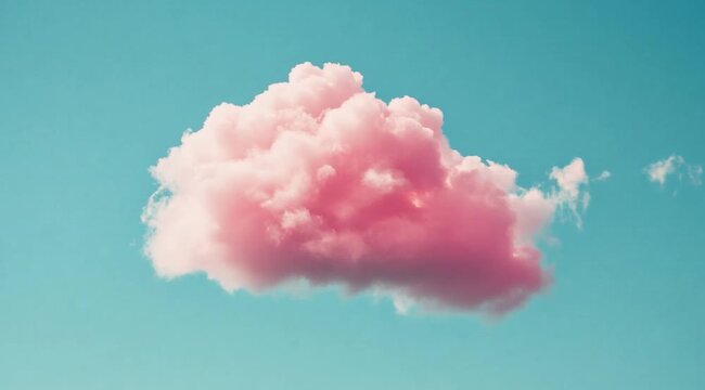 Single pink cloud scene for a concept, Camera slow motion with different angles