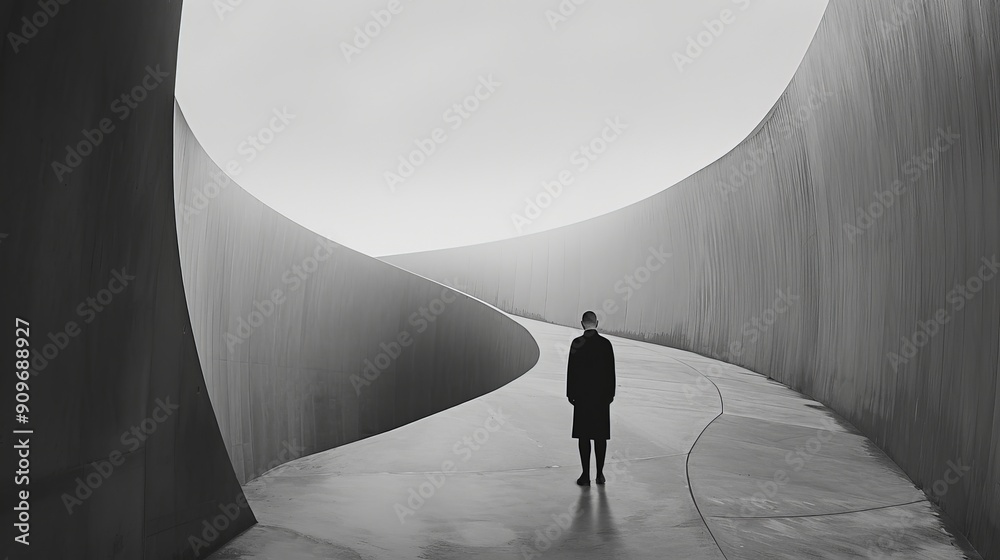 Poster minimalist lines carve pathways through negative space, inviting contemplation and introspection.