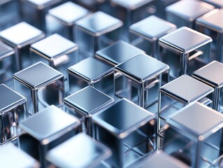 Obraz premium Metallic 3D cubes interlocked, high-tech background