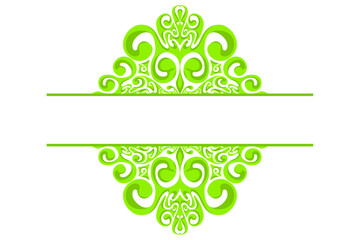 Border Frame Ornament Design with Green Swirl Theme for Decoration