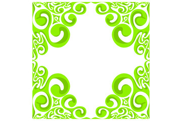 Border Frame Ornament Design with Green Swirl Theme for Decoration
