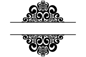 Border Frame Ornament Design Black with Swirl Theme for Decoration