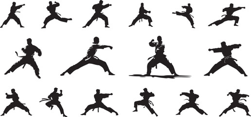 karate or taekwondo icon set 