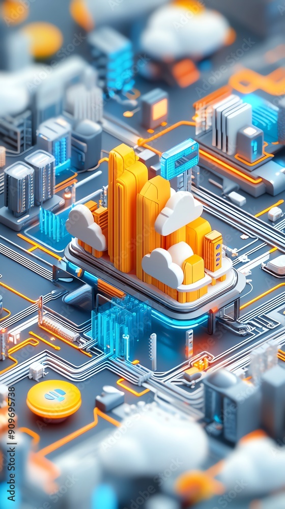 Aufkleber Cloud computing network abstract concept.